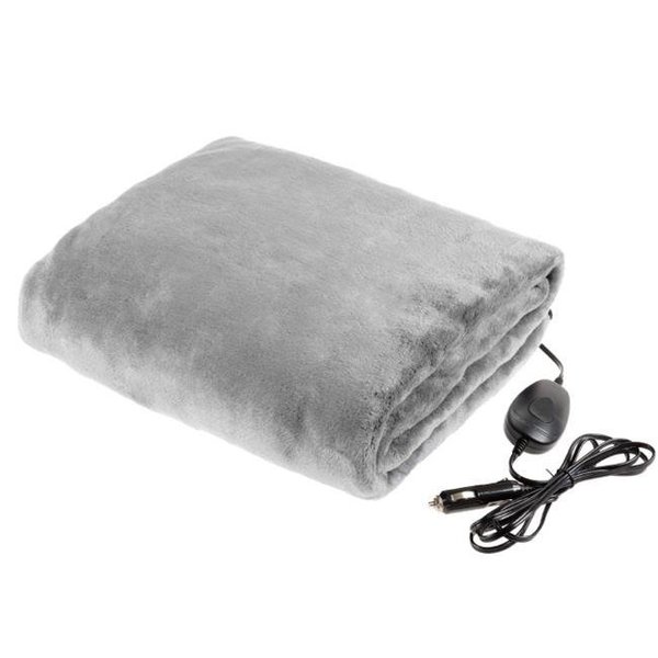 Stalwart Stalwart 75-CAR1047 Outdoor Heated 12V Travel Throw-Fleece Electric Car Blanket - Gray 75-CAR1047